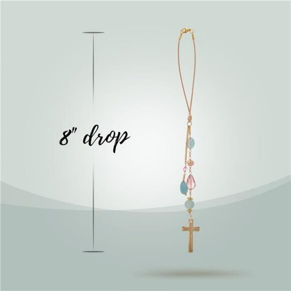 Crystal cross car mirror hanging sun catcher rearview mirror charm car accessory - Picture 6 of 7